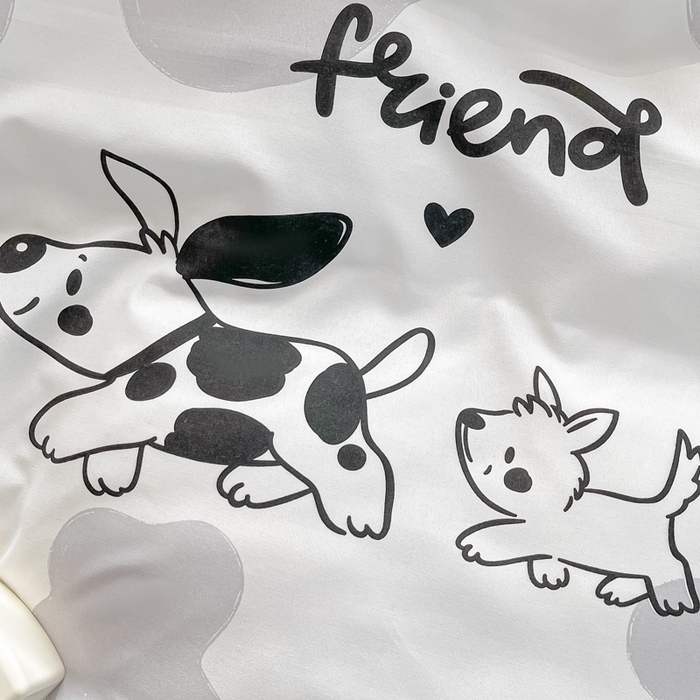 91家纺网 家纺一手货源 找家纺 楠沐家纺 2025年新款亲肤水洗棉芦荟棉磨毛单被套（第二批） 牛奶大耳狗