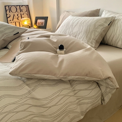 91家纺网 家纺一手货源 找家纺 （总）莱茵家居 2024新款全棉磨毛A类色织提花四件套