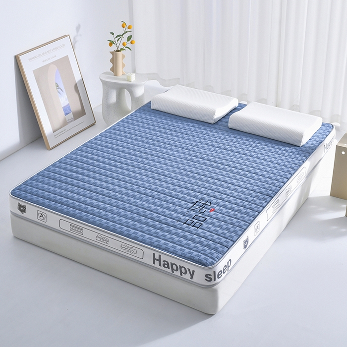 91家纺网 家纺一手货源 找家纺 顺发床垫 2025新款华夫格天然乳胶床垫记忆海绵床垫  蓝色
