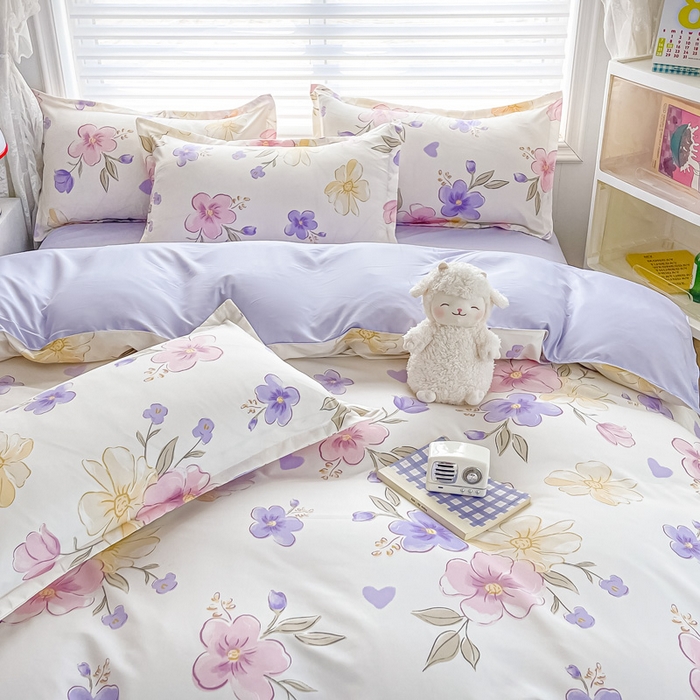 91家纺网 家纺一手货源 找家纺 楠沐家纺 2025年新款亲肤水洗棉芦荟棉磨毛单被套（第二批） 春田花卉