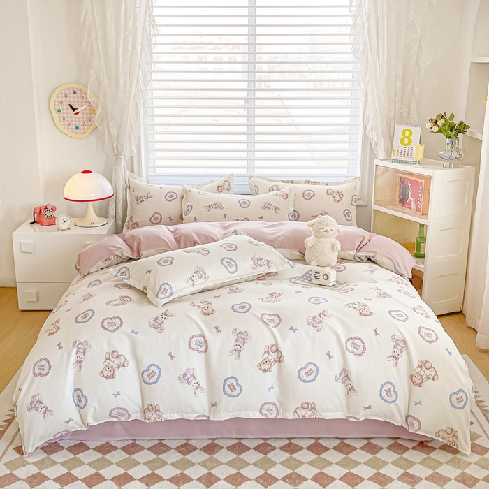 91家纺网 家纺一手货源 找家纺 楠沐家纺 2025年新款亲肤水洗棉芦荟棉磨毛单被套（第二批） 心动兔