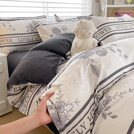 楠沐家纺 （套件）2025新款亲肤芦荟棉美棉磨毛印花四件套(第二批) 山茶花