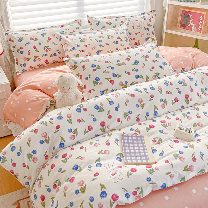 91家纺网 家纺一手货源 找家纺 楠沐家纺 （套件）2025新款亲肤芦荟棉美棉磨毛印花四件套(第二批) 花花兔