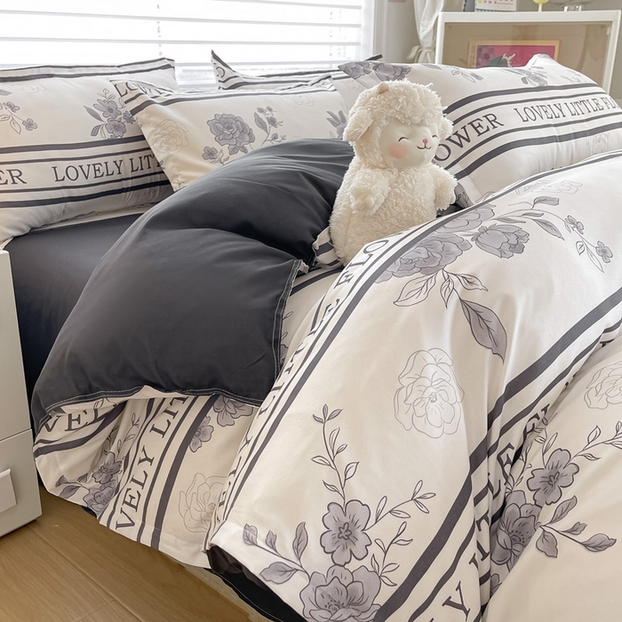 91家纺网 家纺一手货源 找家纺 楠沐家纺 （套件）2025新款亲肤芦荟棉美棉磨毛印花四件套(第二批) 山茶花