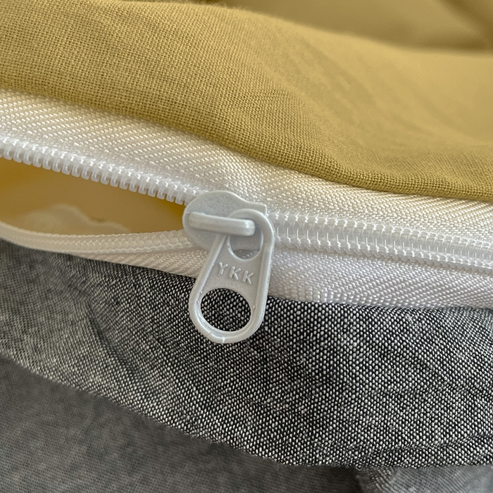 91家纺网 家纺一手货源 找家纺 2024新款A类全棉纯棉纯色双拼色织水洗棉四件套 姜黄拼深灰