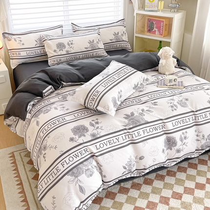 楠沐家纺 2025年新款亲肤水洗棉芦荟棉磨毛单被套（第二批） 山茶花