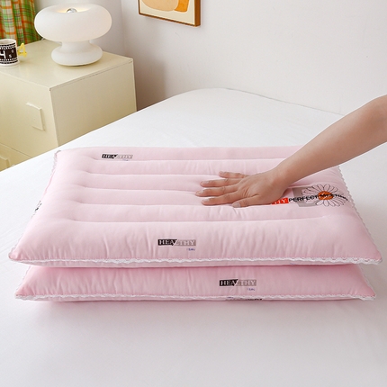 91家纺网 家纺一手货源 找家纺 （总）织布人 2024新款枕芯小清新磨毛花边艾草纤维低枕成人学生低枕头矮枕芯 48*74cm 