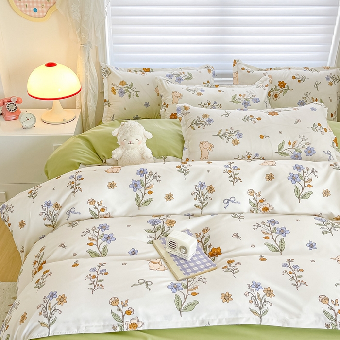 91家纺网 家纺一手货源 找家纺 楠沐家纺 （套件）2025新款亲肤芦荟棉美棉磨毛印花四件套(第二批) 花丛兔