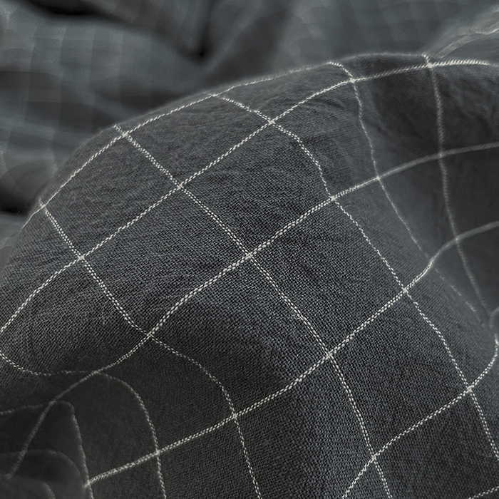 91家纺网 家纺一手货源 找家纺 2024新款A类全棉纯棉纯色双拼色织水洗棉四件套 小灰格