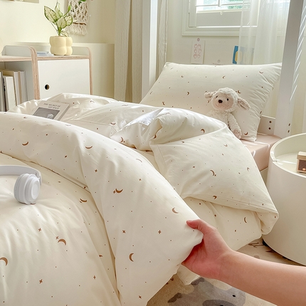 Mr.pig猪先生水洗棉 2024新款A类小清新全棉四件套纯棉床单被套床笠学生宿舍三件套床床上用品 月亮星河