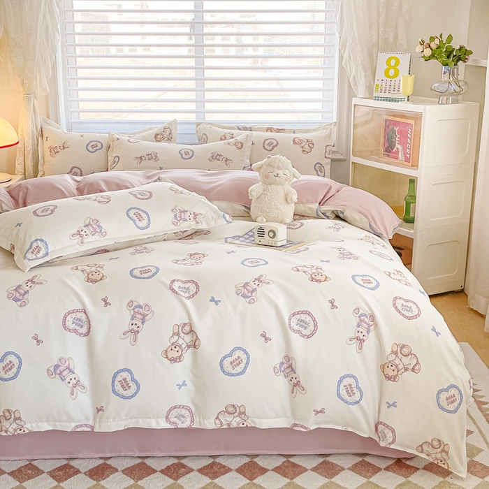 91家纺网 家纺一手货源 找家纺 楠沐家纺 2025年新款亲肤水洗棉芦荟棉磨毛单被套（第二批） 心动兔