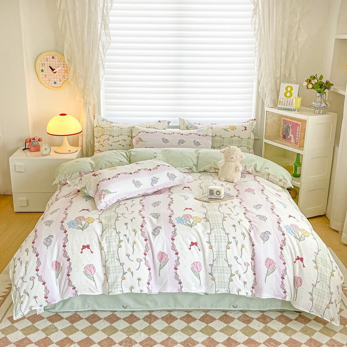 91家纺网 家纺一手货源 找家纺 楠沐家纺 2025年新款亲肤水洗棉芦荟棉磨毛单被套（第二批） 秘境花园