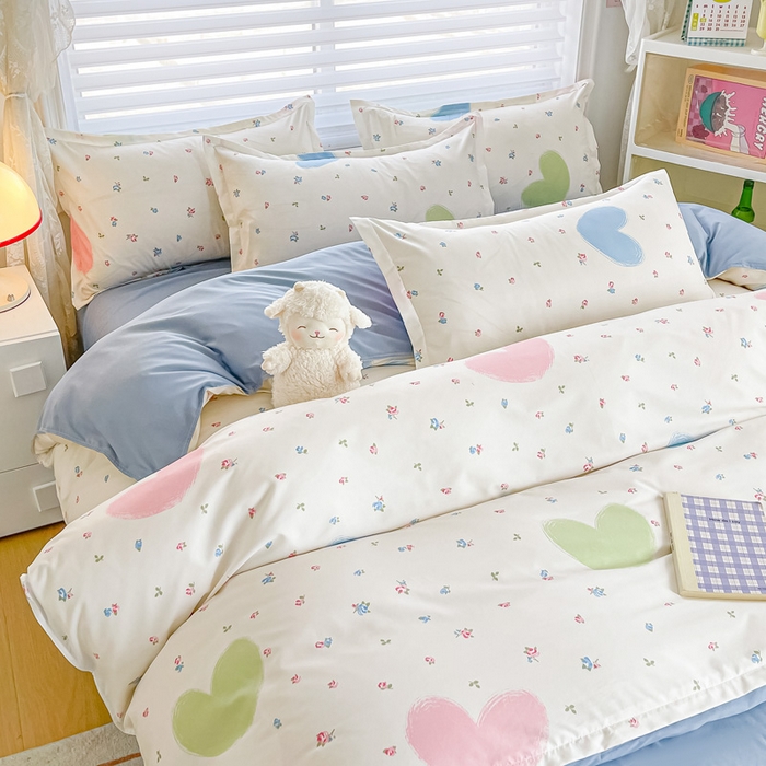 91家纺网 家纺一手货源 找家纺 楠沐家纺 （套件）2025新款亲肤芦荟棉美棉磨毛印花四件套(第二批) 爱心满满