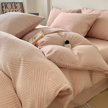 91家纺网 家纺一手货源 找家纺 （总）莱茵家居 2024新款全棉磨毛A类色织提花四件套