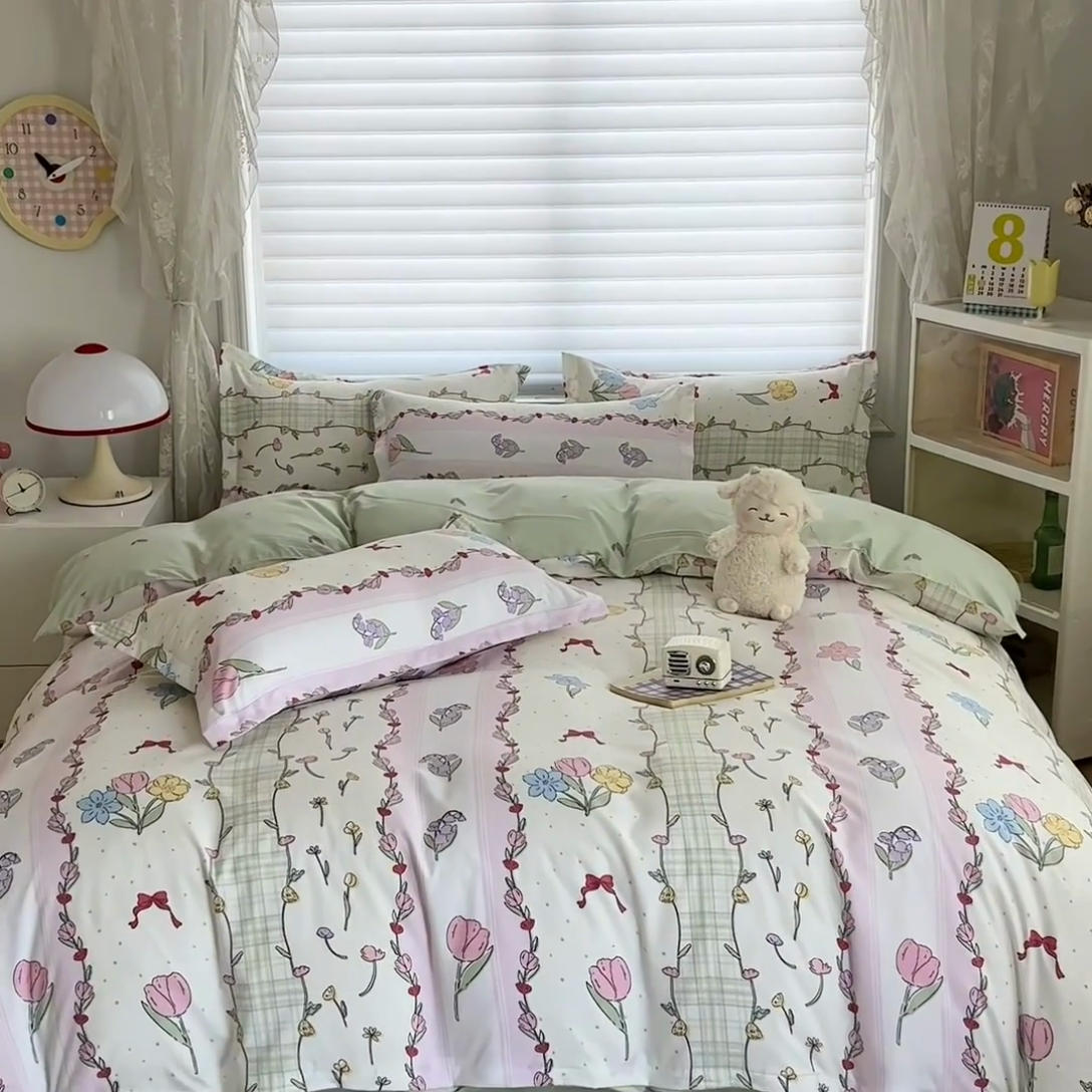 91家纺网 家纺一手货源 找家纺 楠沐家纺 （套件）2025新款亲肤芦荟棉美棉磨毛印花四件套(第二批) 秘境花园