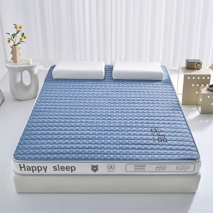 91家纺网 家纺一手货源 找家纺 顺发床垫 2025新款华夫格天然乳胶床垫记忆海绵床垫  蓝色