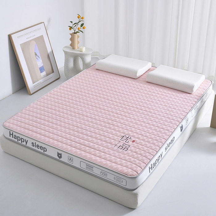 91家纺网 家纺一手货源 找家纺 顺发床垫 2025新款华夫格天然乳胶床垫记忆海绵床垫 粉色