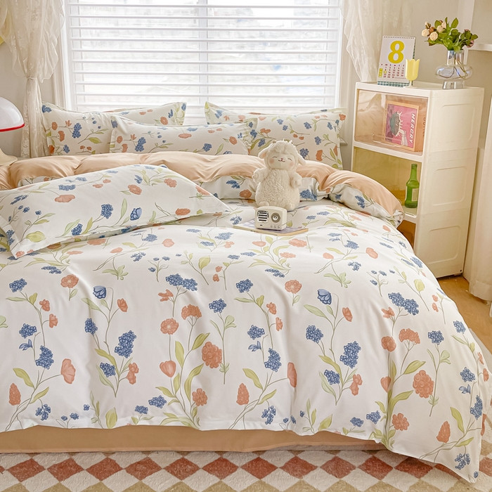 91家纺网 家纺一手货源 找家纺 楠沐家纺 （套件）2025新款亲肤芦荟棉美棉磨毛印花四件套(第二批) 花海