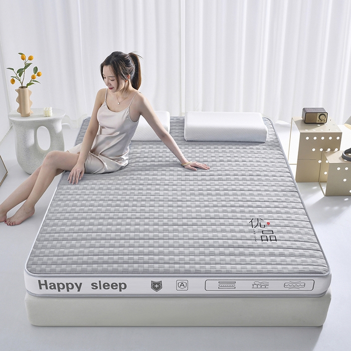 91家纺网 家纺一手货源 找家纺 顺发床垫 2025新款华夫格天然乳胶床垫记忆海绵床垫  灰色