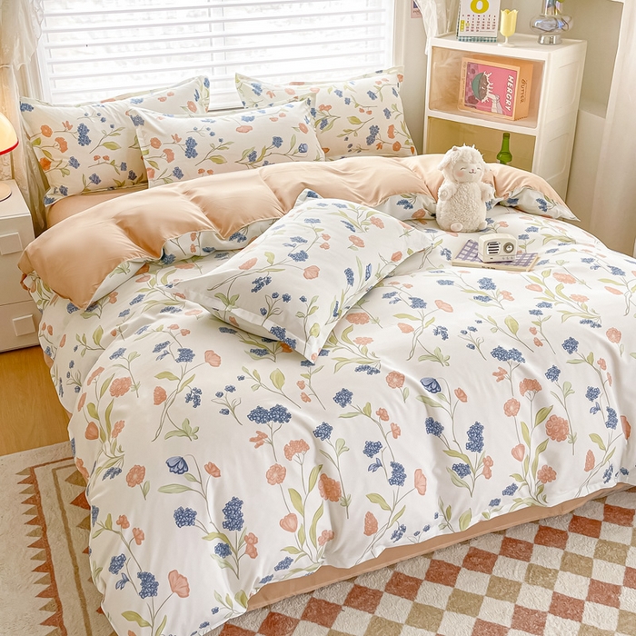 91家纺网 家纺一手货源 找家纺 楠沐家纺 （套件）2025新款亲肤芦荟棉美棉磨毛印花四件套(第二批) 花海