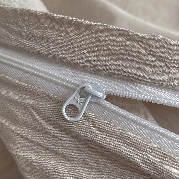 91家纺网 家纺一手货源 找家纺 2024新款A类全棉纯棉纯色双拼色织水洗棉四件套 卡其