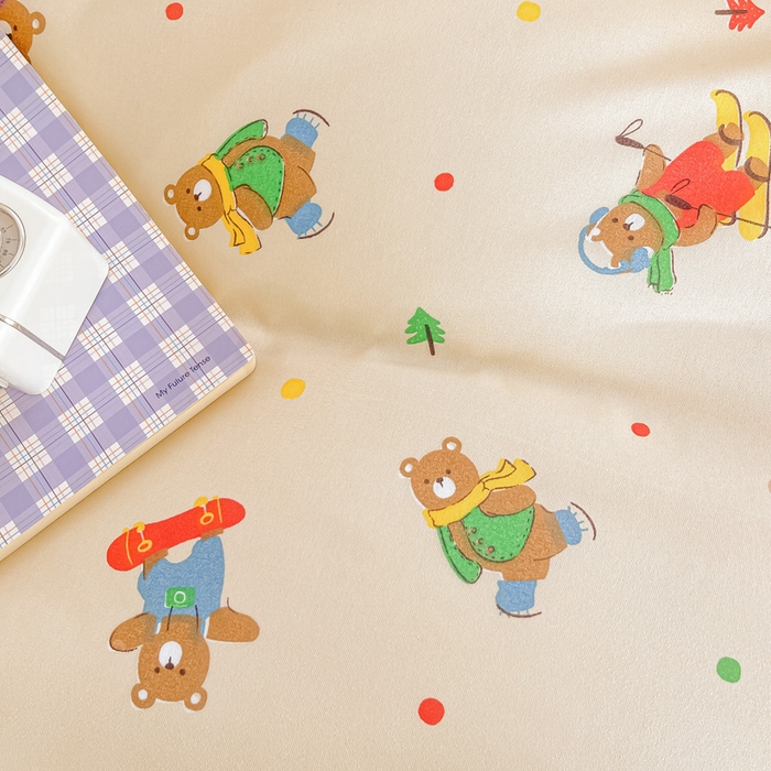 91家纺网 家纺一手货源 找家纺 楠沐家纺 （套件）2025新款亲肤芦荟棉美棉磨毛印花四件套(第二批) 滑板小熊