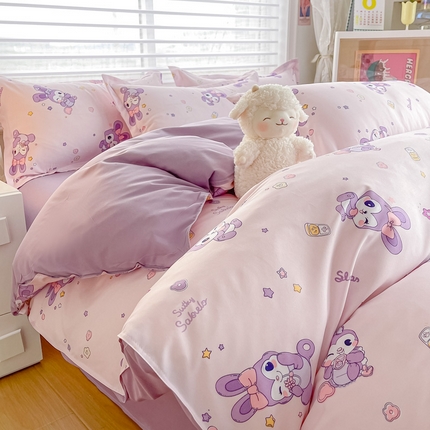 楠沐家纺 （套件）2025新款亲肤芦荟棉美棉磨毛印花四件套(第二批) 星星兔