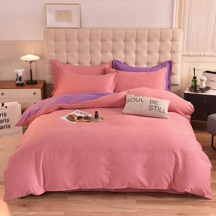 91家纺网 家纺一手货源 找家纺 （总）磨毛世家家纺 2025轻奢素色加厚四件套纯色套件