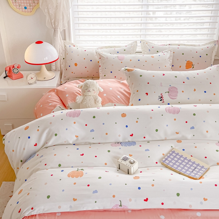 91家纺网 家纺一手货源 找家纺 楠沐家纺 2025年新款亲肤水洗棉芦荟棉磨毛单被套（第二批） 五彩心