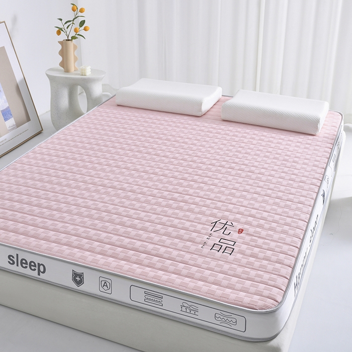 91家纺网 家纺一手货源 找家纺 顺发床垫 2025新款华夫格天然乳胶床垫记忆海绵床垫 粉色