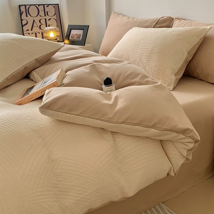 91家纺网 家纺一手货源 找家纺 （总）莱茵家居 2024新款全棉磨毛A类色织提花四件套