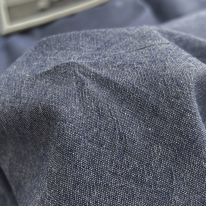 91家纺网 家纺一手货源 找家纺 2024新款A类全棉纯棉纯色双拼色织水洗棉四件套 牛仔蓝