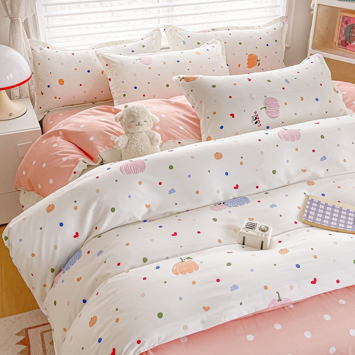 91家纺网 家纺一手货源 找家纺 楠沐家纺 2025年新款亲肤水洗棉芦荟棉磨毛单被套（第二批） 五彩心