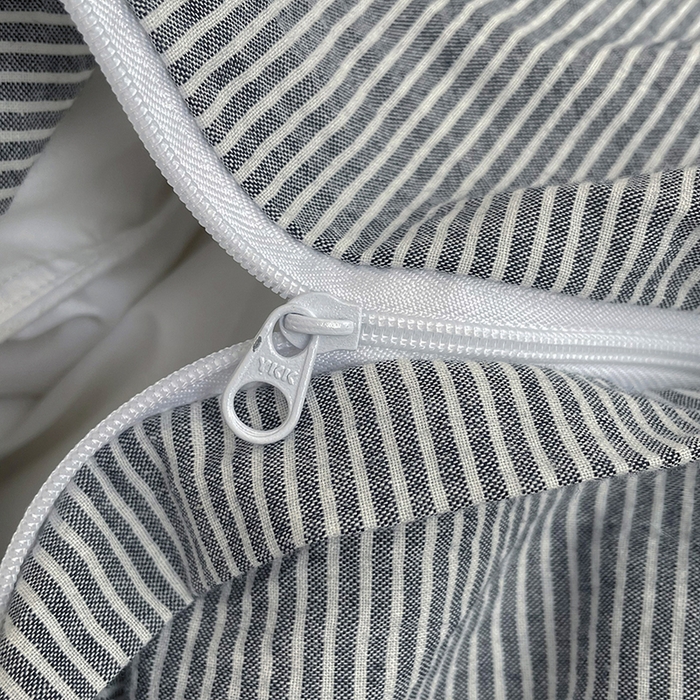 91家纺网 家纺一手货源 找家纺 2024新款A类全棉纯棉纯色双拼色织水洗棉四件套 深灰密条