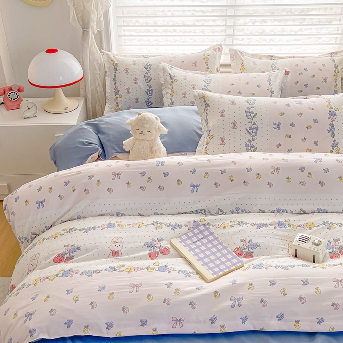 91家纺网 家纺一手货源 找家纺 楠沐家纺 （套件）2025新款亲肤芦荟棉美棉磨毛印花四件套(第二批) 田园小兔