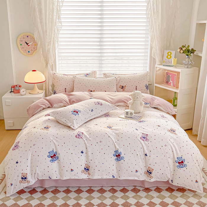 91家纺网 家纺一手货源 找家纺 楠沐家纺 2025年新款亲肤水洗棉芦荟棉磨毛单被套（第二批） 哆咪熊