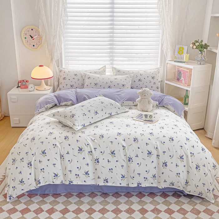 91家纺网 家纺一手货源 找家纺 楠沐家纺 2025年新款亲肤水洗棉芦荟棉磨毛单被套（第二批） 紫色浪漫