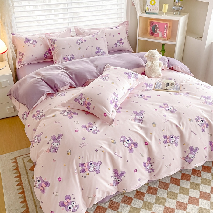 91家纺网 家纺一手货源 找家纺 楠沐家纺 2025年新款亲肤水洗棉芦荟棉磨毛单被套（第二批） 星星兔