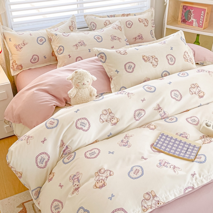 91家纺网 家纺一手货源 找家纺 楠沐家纺 2025年新款亲肤水洗棉芦荟棉磨毛单被套（第二批） 心动兔