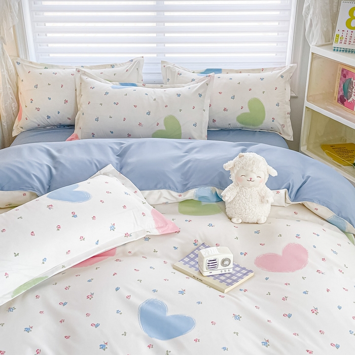 91家纺网 家纺一手货源 找家纺 楠沐家纺 2025年新款亲肤水洗棉芦荟棉磨毛单被套（第二批） 爱心满满