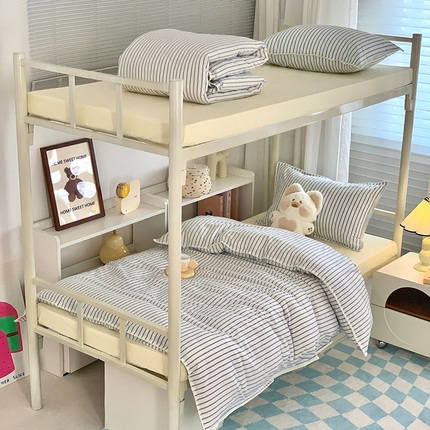 莱茵家居 2024新款A类全棉色织水洗棉贝壳边三件套 布鲁兰细条