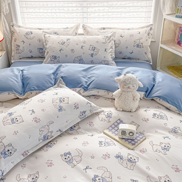 91家纺网 家纺一手货源 找家纺 楠沐家纺 2025年新款亲肤水洗棉芦荟棉磨毛单被套（第二批） 猫咪小姐