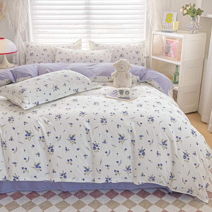 91家纺网 家纺一手货源 找家纺 楠沐家纺 （套件）2025新款亲肤芦荟棉美棉磨毛印花四件套(第二批) 紫色浪漫