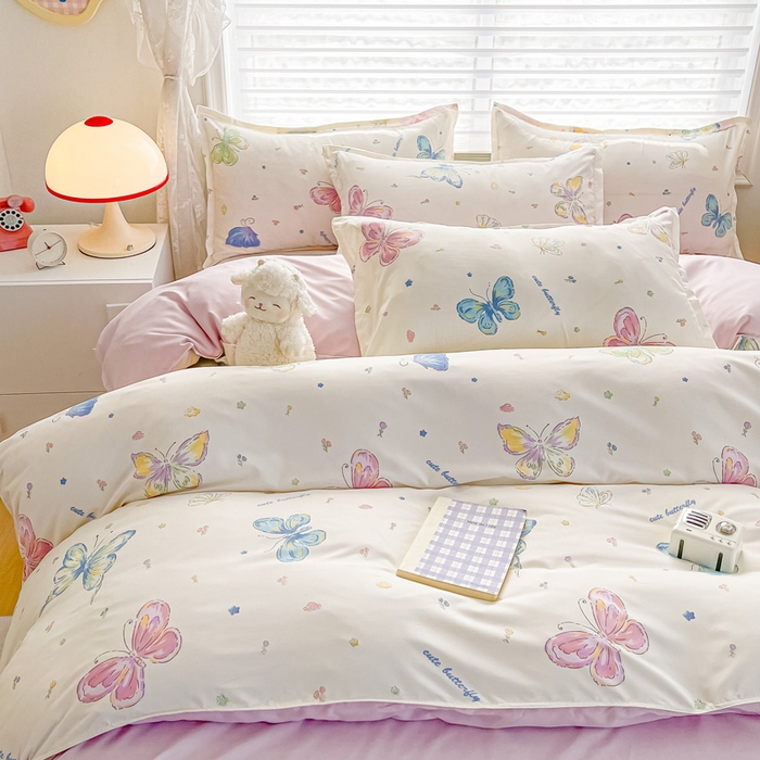 91家纺网 家纺一手货源 找家纺 楠沐家纺 2025年新款亲肤水洗棉芦荟棉磨毛单被套（第二批） 蝶舞仙子