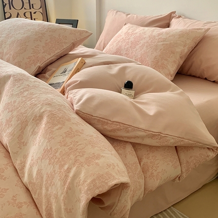 91家纺网 家纺一手货源 找家纺 （总）莱茵家居 2024新款全棉磨毛A类色织提花四件套