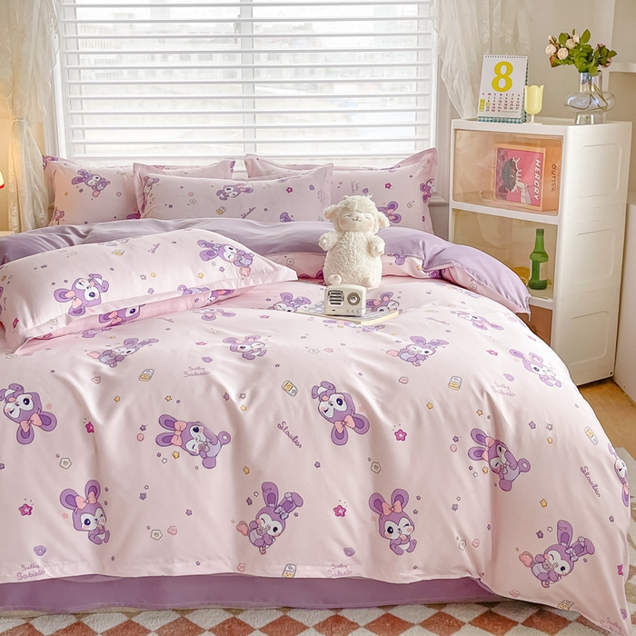 91家纺网 家纺一手货源 找家纺 楠沐家纺 2025年新款亲肤水洗棉芦荟棉磨毛单被套（第二批） 星星兔