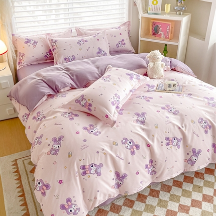 91家纺网 家纺一手货源 找家纺 楠沐家纺 2025年新款亲肤水洗棉芦荟棉磨毛单被套（第二批） 星星兔