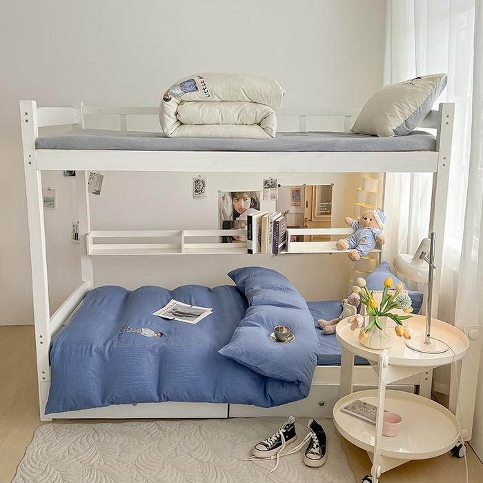 91家纺网 家纺一手货源 找家纺 （总）眠帛家居 2024新款宿舍三件套水洗棉提花刺绣四件套熊先生