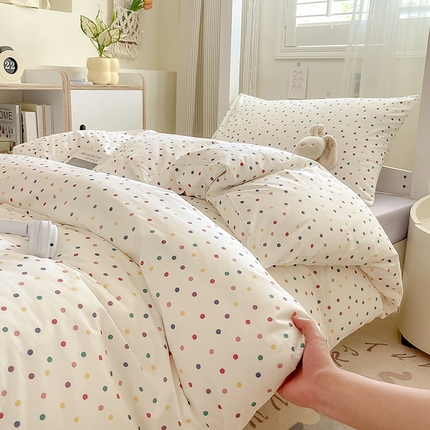 91家纺网 家纺一手货源 找家纺 （总）Mr.pig猪先生水洗棉 2024新款A类小清新全棉四件套纯棉床单被套床笠学生宿舍三件套床床上用品