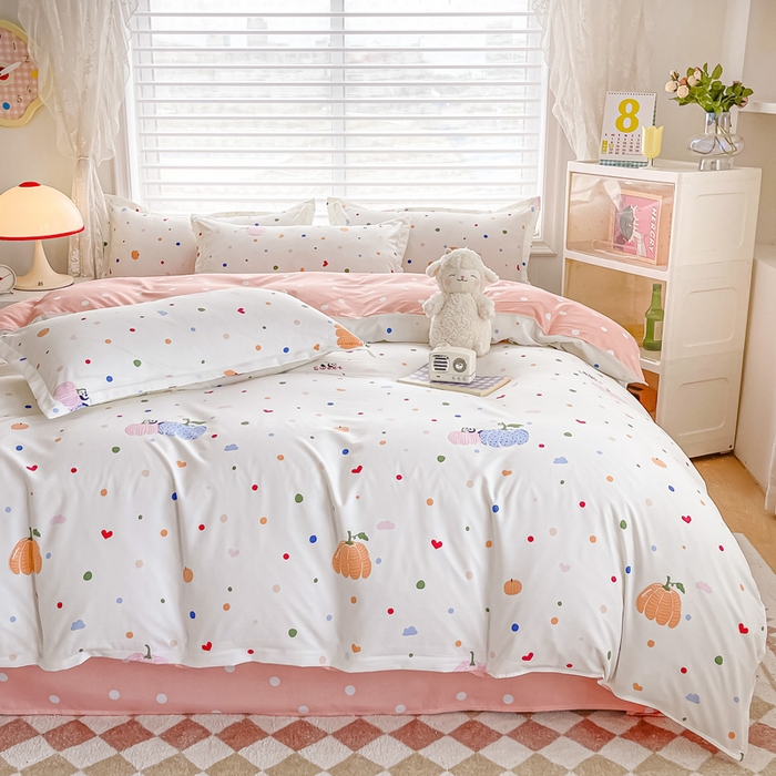 91家纺网 家纺一手货源 找家纺 楠沐家纺 （套件）2025新款亲肤芦荟棉美棉磨毛印花四件套(第二批) 五彩心